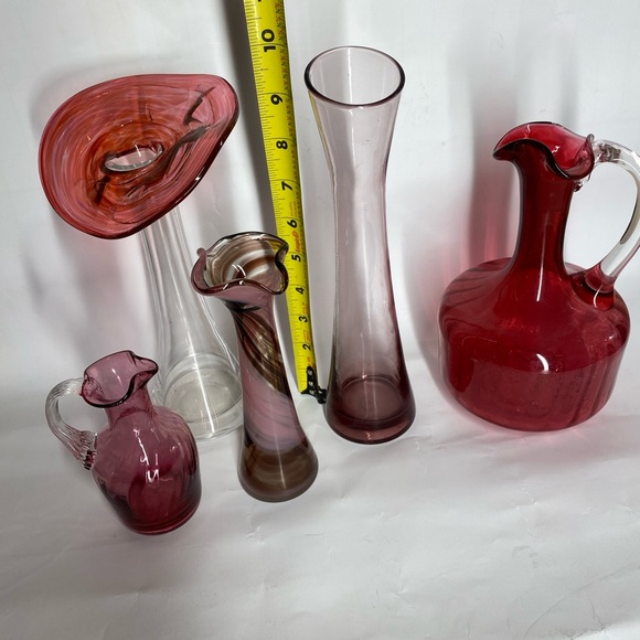 Cranberry purple clear art glass vases decanter’s Bundle - Picture 11 of 12